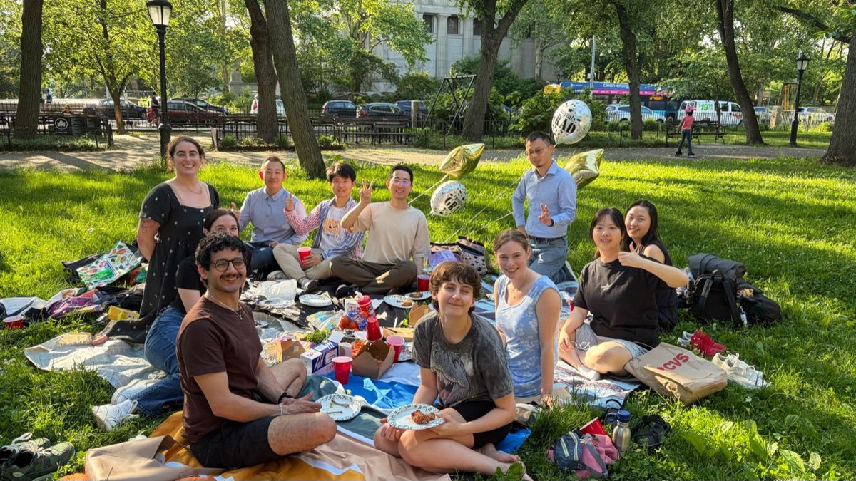 Group end-of-year picnic in the park